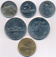 Kanada 1967-1992. 25c-1$ (6xklf), közte 1967. 25c Ag II. Erzsébet T:1-,2 Canada 1967-1992. 25 Cents - 1 Dollar (6xdiff), within 1967. 25 Cents Ag Elizabeth II C:AU,XF