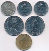 Kanada 1967-1992. 25c-1$ (6xklf), közte 1967. 25c Ag "II. Erzsébet" T:1-,2
Canada 1967-19...