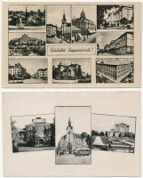 Kaposvár. Képzőművészeti Alap - 6 db modern képeslap (Sztk. rendelő, Petőfi szobor, nagyszálló, Szov...