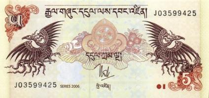 Bhután 1986. 1N, 2N, 5N + 2006. 1N, 5N T:I Összesen 5klf db!