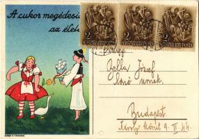 1938 A cukor megédesíti az életet / Hungarian sugar advertisement card s: Pál Zs.