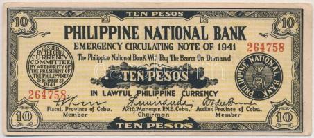 Fülöp-szigetek / Cebu 1941. 10P T:II Philippines / Cebu 1941. 1 Peso C:XF