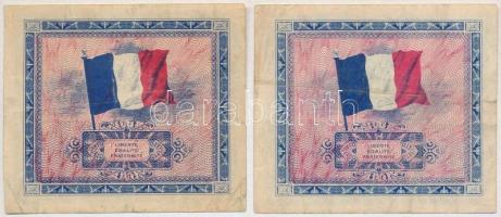 Franciaország / Szövetséges katonai kiadás 1944. 2Fr + 10Fr T:III 
France / Allied Military Issue 1...