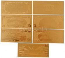 Amerikai Egyesült Államok 1976-2009. 1$-100$ (7x) aranyozott bankjegy replikák T:I 
USA 1976-2009. ...