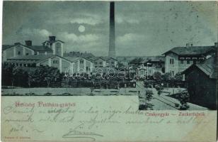 1899 (Vorläufer) Petőháza, cukorgyár este. Danzer J. kiadása