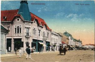 1918 Marosvásárhely, Targu Mures; Fő tér, Agrár palota, Takarékpénztár, üzletek / main square, savings bank, shops (EB)