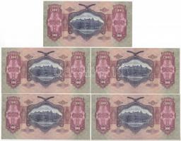1930. 100P (5x, sorszámkövetők "E 637 095262 - E 637 095266") T:I- sarokkopás, szamárfül
...