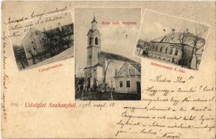 1906 Szakony (Sopron), Csörgő malom, Római katolikus templom, Schwarzmann K. ház