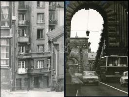 cca 1960-1970 Budapest, 7 db fotólap közlekedési témában, közte Lánchíd, 2-es villamos, Erzsébet-híd...