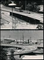 cca 1960-1970 Budapest, 7 db fotólap közlekedési témában, közte Lánchíd, 2-es villamos, Erzsébet-híd...