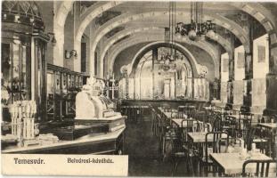 Temesvár, Timisoara; Belvárosi kávéház, belső. Rechnitzer István kiadása / café, interior (ragasztónyom / glue mark)