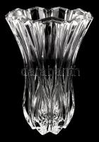 Átlátszó üveg váza, kis kopásnyomokkal, m: 30 cm