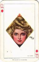 The Queen of Diamonds. Lady on playing card, art postcard. Novitas Berlin No. 21659. Edward Gross N.Y. s: Will Grefé