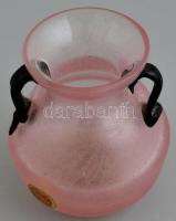 Muranoi üveg váza, matricával jelzett, száján minimális csorbával, m: 9 cm