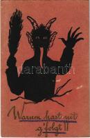 1925 Warum hast nit gfolgt!! / Krampus art postcard