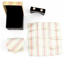 Hugo Boss mandzsetta, zsebkendő, nyakkendő, eredeti dobozában