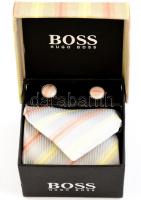Hugo Boss mandzsetta, zsebkendő, nyakkendő, eredeti dobozában
