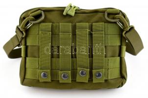 Khaki zöld övtáska, jó állapotban, 21×26 cm