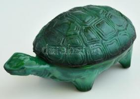 Malachitüveg teknős, kis csorbákkal, 12×7×5 cm