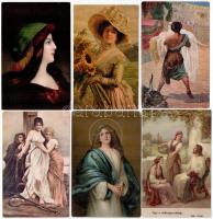 70 db RÉGI motívum képeslap: hölgyek / 70 pre-1945 motive postcards: lady