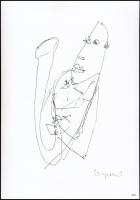 Czapolai Imre (1937-): Szaxofonos. Művészi nyomat, papír, ceruzával jelzett, életmű katalógus szám: 1011, lapméret: 29,5x21 cm