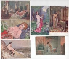 42 db RÉGI motívum képeslap: erotikus művész / 42 pre-1945 motive postcards: erotic art