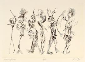Károlyi András (1938-): Metamorfózisok. Rézkarc, papír, jelzett, számozott (8/20), 26,5×40 cm