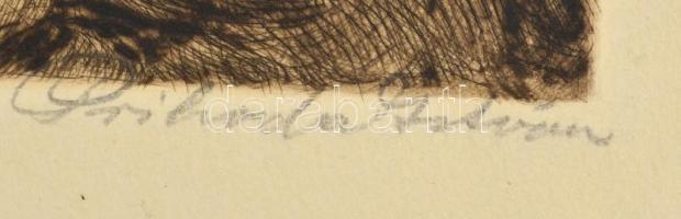 Prihoda István (1891-1956): Lány puttókkal. Rézkarc, papír, jelzett. 29x19 cm