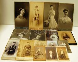 cca 1870-1890 16 db különböző méretű keményhátú fotó