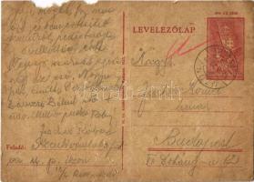 1943 Fischer Róbert zsidó 13/6. KMSZ (közérdekű munkaszolgálatos) levele szüleinek a Szentivánlaborfalva-i munkatáborból / WWII Letter of a Jewish labor serviceman to his parents from the labor camp of Santionlunca. Judaica (b)