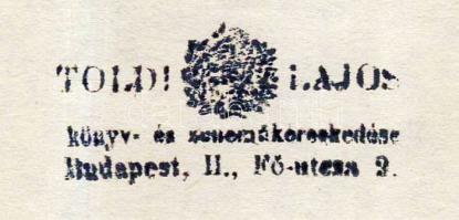 cca 1900 Toldi Lajos zeneműkereskedése címeres pecsétnyomó