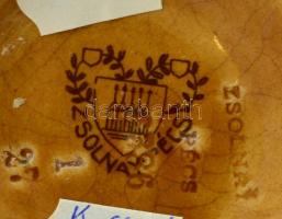 cca 1930 Zsolnay St. Hubertus italpalack, levonó képes, mázas cserép, hibátlan, jelzett, formaszám: ...