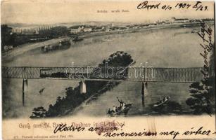 1904 Bród, Nagyrév, Slavonski Brod, Brod na Savi; Brücke / Savski Most / railway bridge, locomotive (EK)