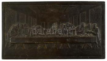 Leonardo: Utolsó vacsora, fém dombormű, kis kopásnyomokkal, 11,5×20,5 cm