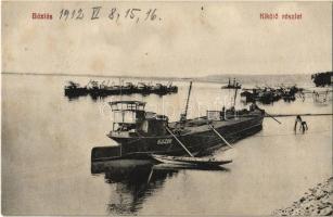 1912 Báziás, kikötő részlet, DDSG uszályok / port, barges