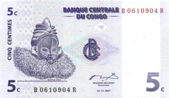 Kongó 1997. 1c, 5c, 10c, 20c, 50c T:I Összesen 5klf db!