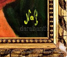 Olvashatatlan jelzéssel: A zöld szemű lány. Olaj, vászon, aranyozott, sérült fa keretben, 36x26 cm