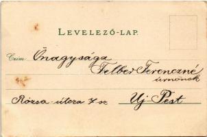 Boldog Újévet! / New Year greeting card, lady riding a pig. litho (szakadás / tear)