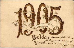 1905 Boldog Újévet! / New Year greeting card. Emb. golden litho (b)