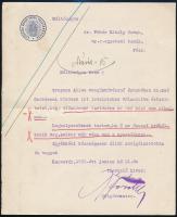 1933 Kaposváry György (1886-1954) kaposvári polgármester (1922-1945) gépelt levele Pekár Mihály (1871-1942) orvos, egyetemi tanár részére Greguss Alice mozgásművésznő előadása ügyében, fejléces papíron, aláhúzásokkal, Kaposváry György aláírásával.