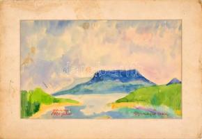 Pilgermayer Kálmán (1936-): Fonyód-bélatelep. Akvarell, papír, paszpartuban, 29x40 cm