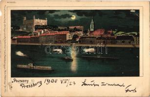 1900 Pozsony, Pressburg, Bratislava; este. Regel & Krug No. 2055. / night, Art Nouveau, litho (szakadás / tear)