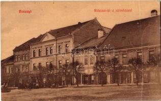 1912 Rozsnyó, Roznava; Rákóczi tér, városháza, könyvnyomda / square, town hall, shops  (fa)