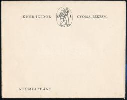 Kner Izidor gyomai nyomdájának fejléces borítékja, 11x15 cm