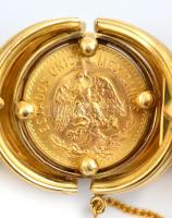 Arany (Au) 18K karkötő, 6 db Mexikó 1955. 5P Au "Miguel Hidalgo y Costilla" utánveret (4.1...