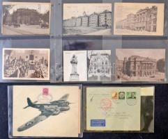10 db RÉGI budapesti képeslap + légi posta érdekességek és 3 emléklap / 10 pre-1945 Budapest postcards + air mails and 3 memorial cards