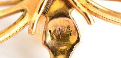 Arany(Au) 14K szitakötő, jelzett, 3×1,5 cm, bruttó: 2,5 g