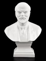 Herendi Lenin porcelán büszt, fehér mázas és biszkvit, hibátlan, jelzett, m: 17 cm