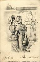 1905 Prosit Neujahr! / New Year greeting art postcard, chimney sweeper with ladies. Verlag Fortuna S.J. Serie 101/V. (Rb)