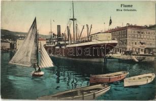 1907 Fiume, Rijeka; Riva Orientale / port / SZÉLL KÁLMÁN egycsavaros tengeri áruszállító gőzhajó / Hungarian cargo steamship